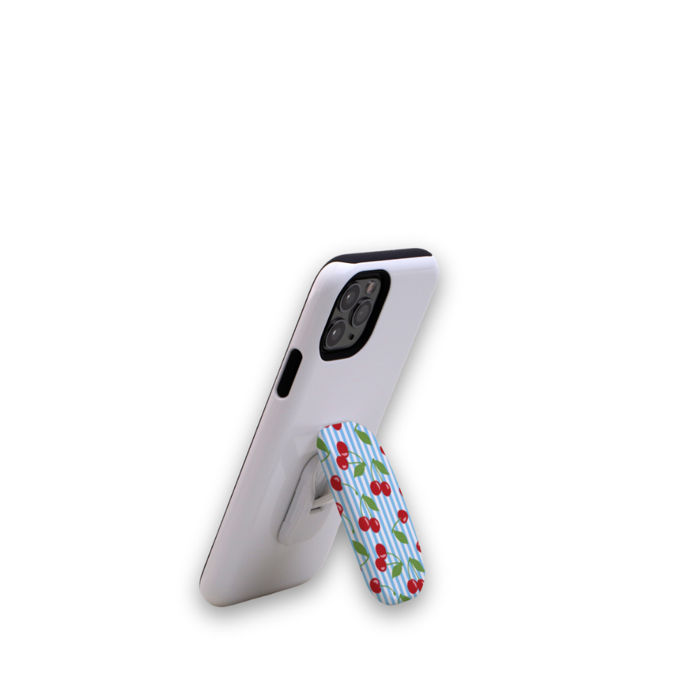 Classic Cherry Stripes Clickit Phone Grip and Stand