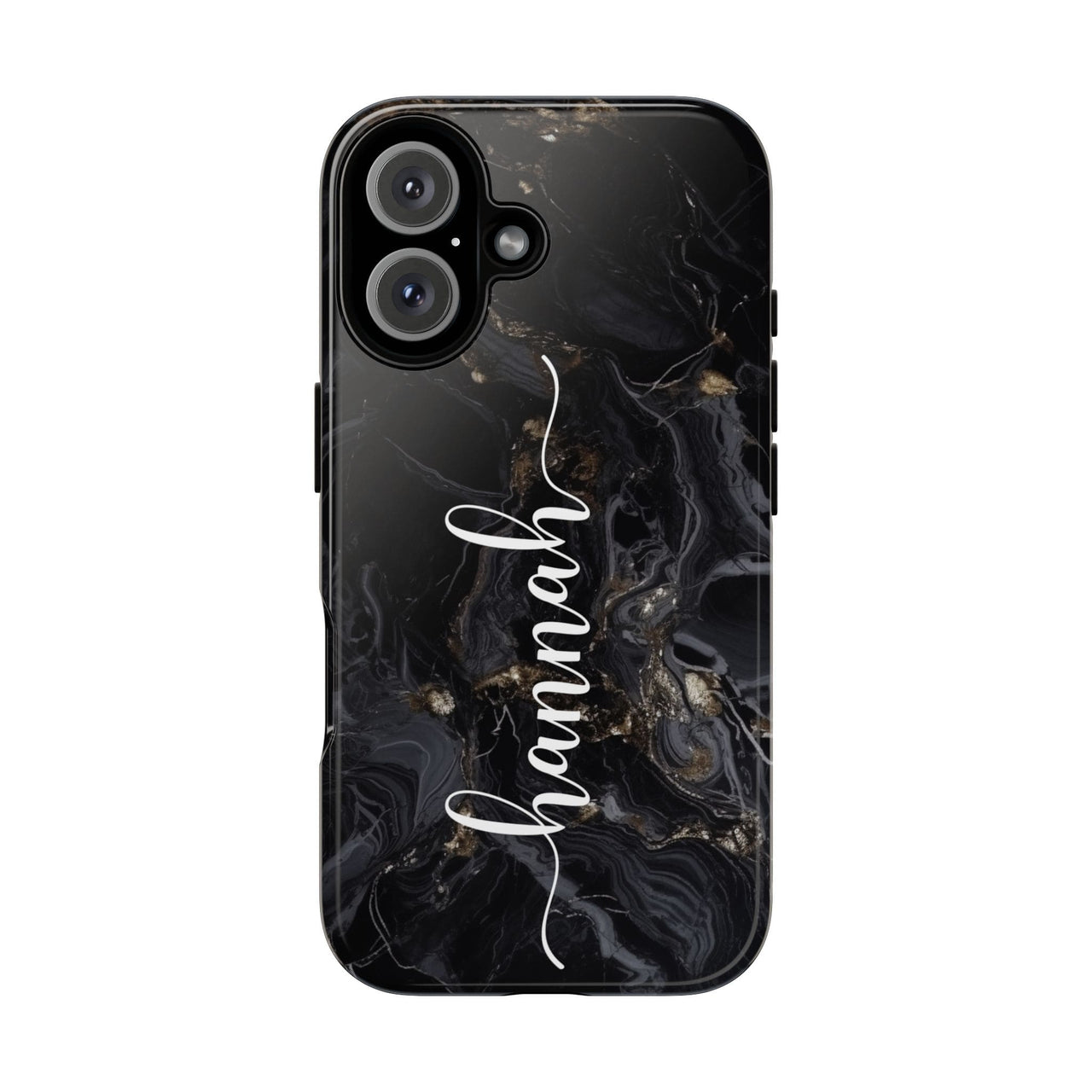 Black Marble Custom Name - Tough Phone Case