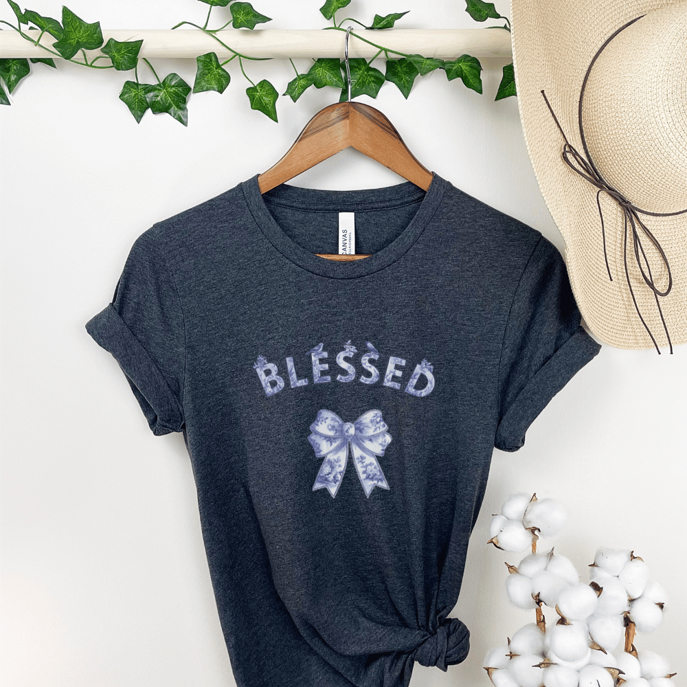 Blessed Blue Toile Coquette Tee