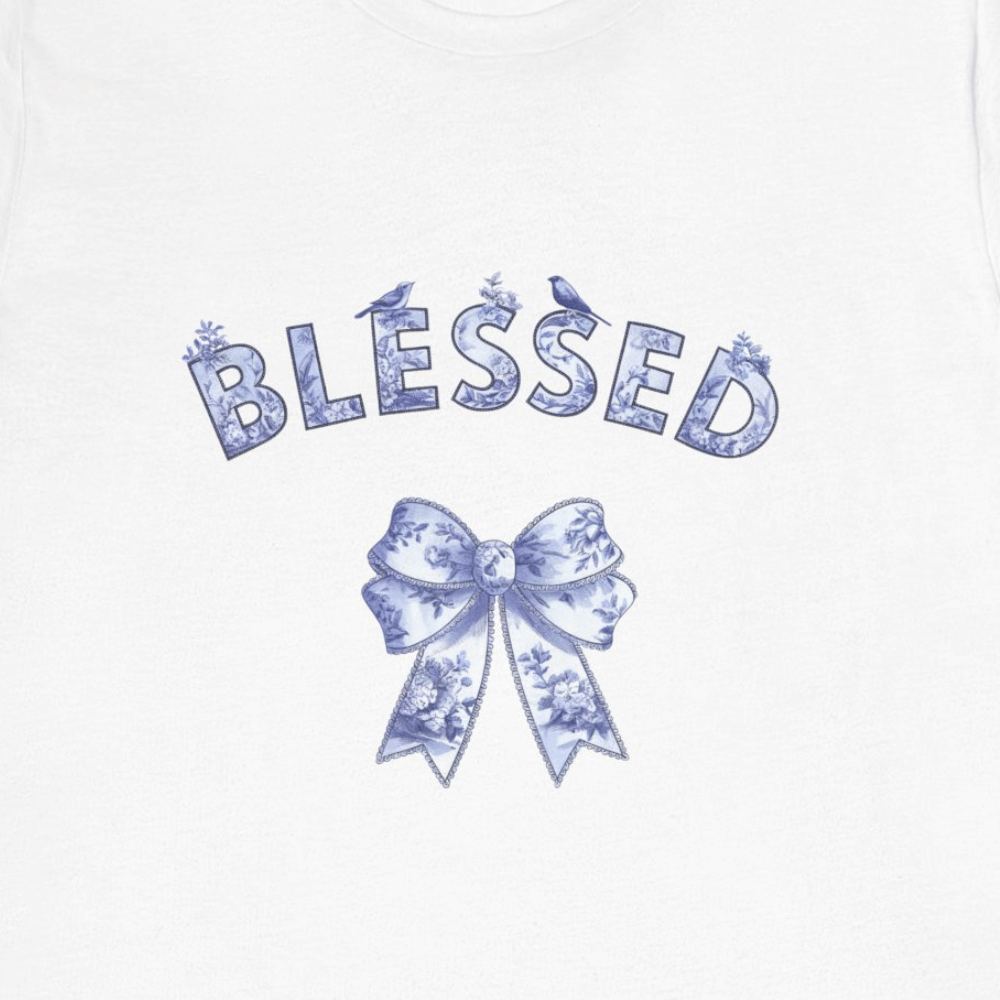 Blessed Blue Toile Coquette Tee