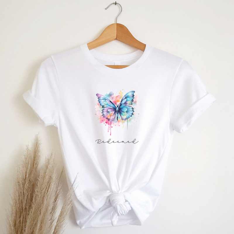 Redeemed Multi-color Butterfly Unisex Jersey Short Sleeve Tee