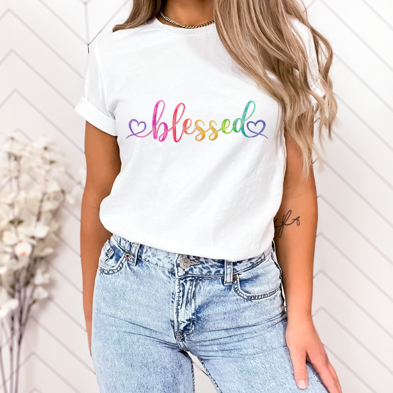 Blessed Rainbow Watercolor Unisex Jersey Short Sleeve Tee